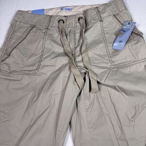 Izod Womens Convertible Pant Khaki Beige Tan Size 12 Petite 100% Cotton NWT Hike